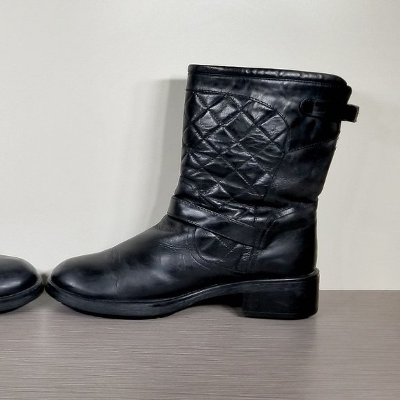 Aquatalia Sweetness Short Quilted Moto Boot, Black Leather, Womens Size 8 - Picture 9 of 14